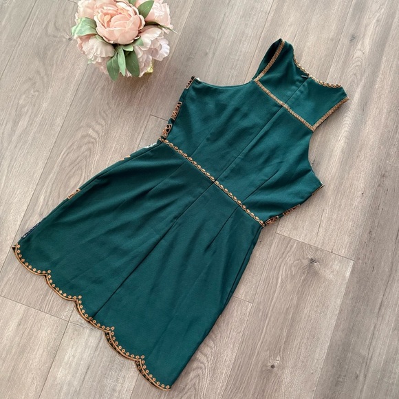 Revolve JOA Lacey Hunter Green Embroidered Sheath Dress - Picture 6 of 7